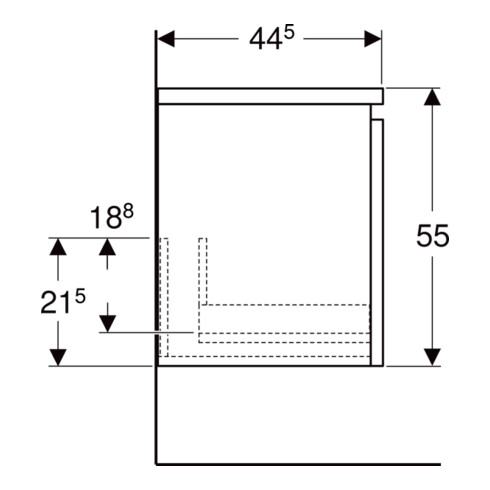 Geberit Seitenschrank Renova Plan 40x55x44,5cm, 1 Lade, we., lack. hochgl.
