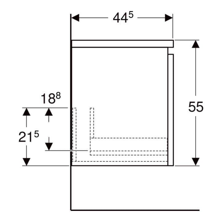 Geberit Seitenschrank Renova Plan 40x55x44,5cm, 1 Lade, we., lack. hochgl.