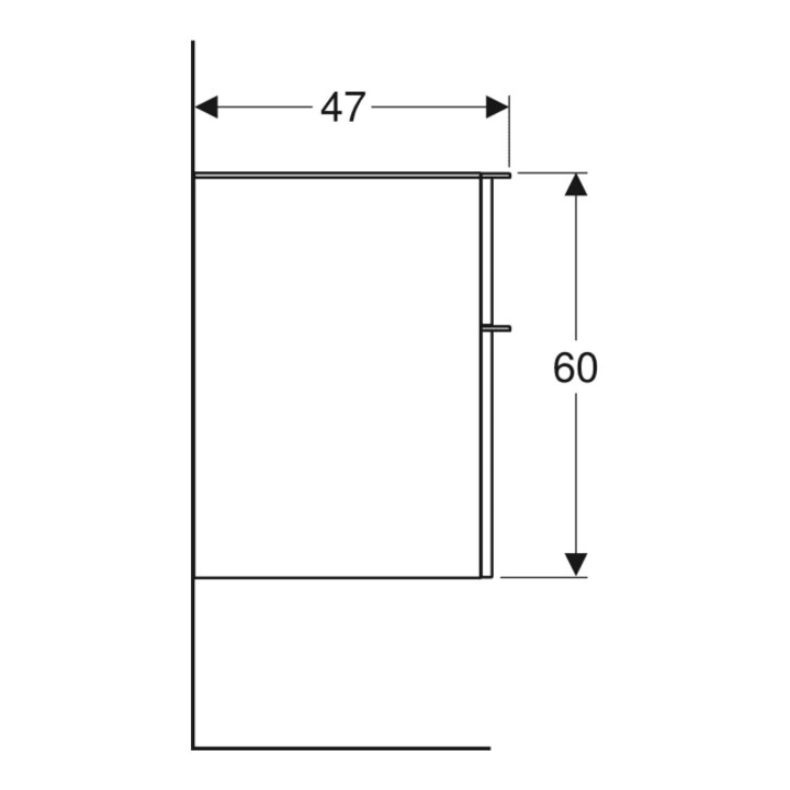 Geberit Seitenschrank Smyle Square 45x60x47cm, m 2 Laden, weiß hochglanz