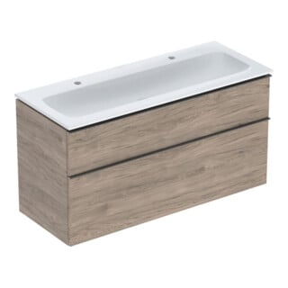 Geberit Set meuble vasque iCon 120x63x48 cm, blanc, noyer/poignée lava mat