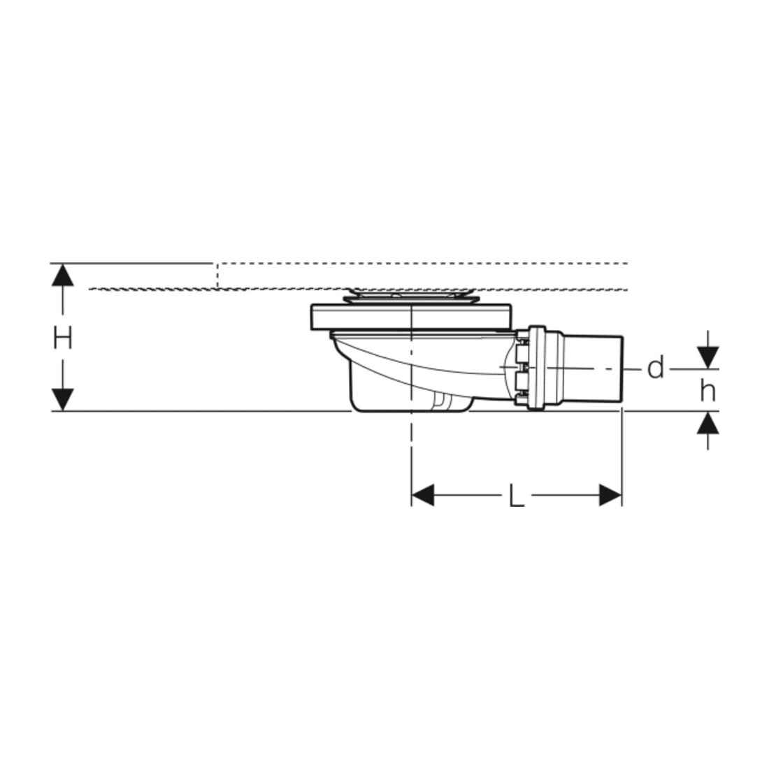 Geberit Setaplano Bonde de receveur de douche pour surface de douche, avec support siphon, 50 mm