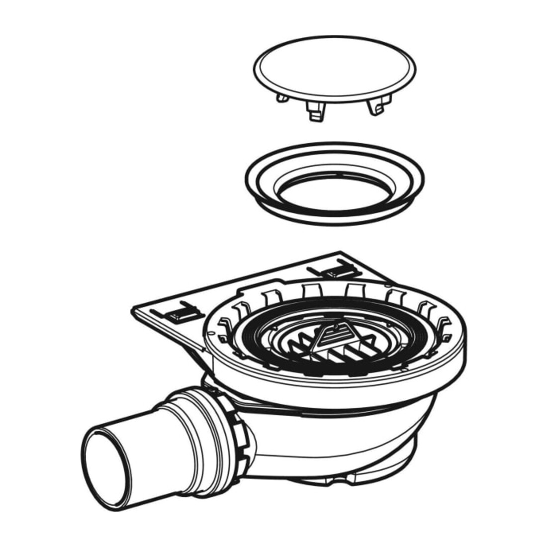 Geberit Setaplano Bonde de receveur de douche pour surface de douche, avec support siphon, 50 mm