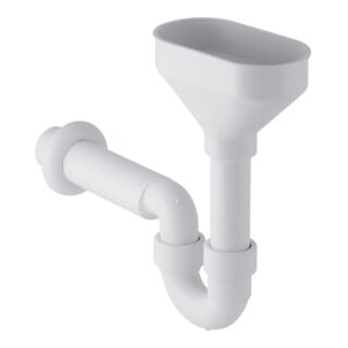 Geberit Siphon coudé d'évacuation Ø 50 mm, avec entonnoir ovale, pour appareils, blanc