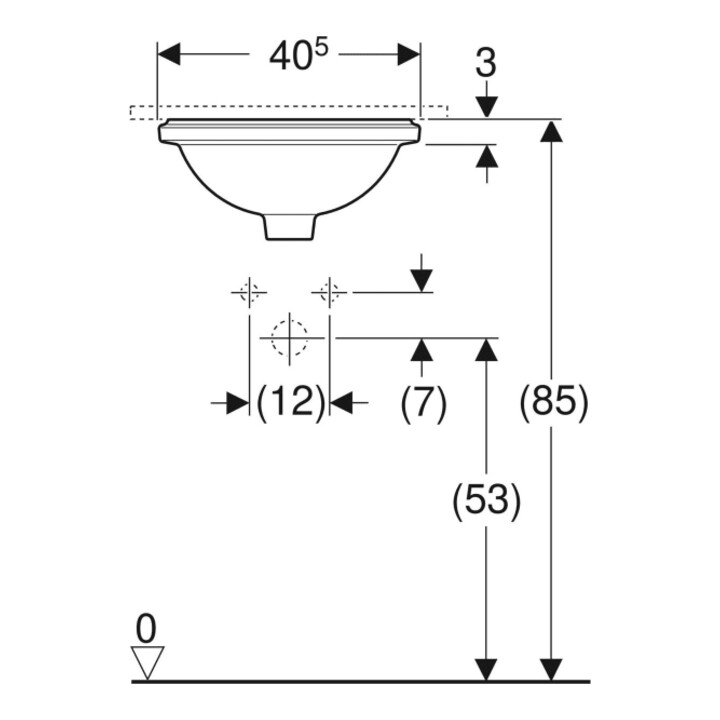 Geberit Sous-meuble lavabo VariForm 39 cm, sans robinet, avec trop-plein, rond, blanc K-Tect
