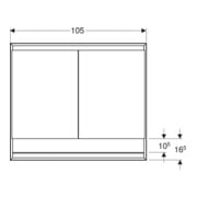 Geberit Spiegelschrank One 105x90x15cm, AL el, m N + ComL, 2 Tür.-2