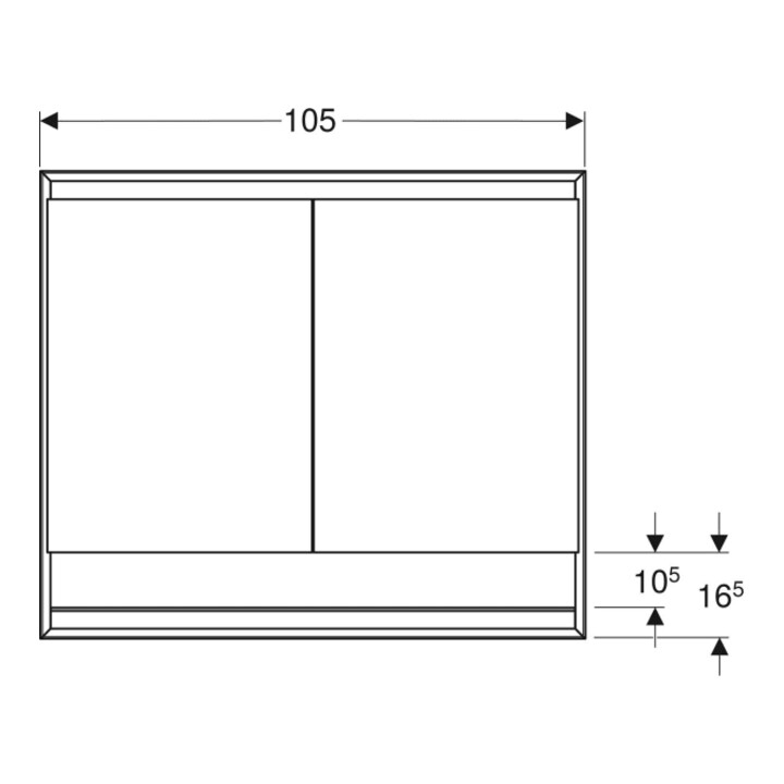 Geberit Spiegelschrank One 105x90x15cm, w/A pb, m N + ComL, 2 Tür.
