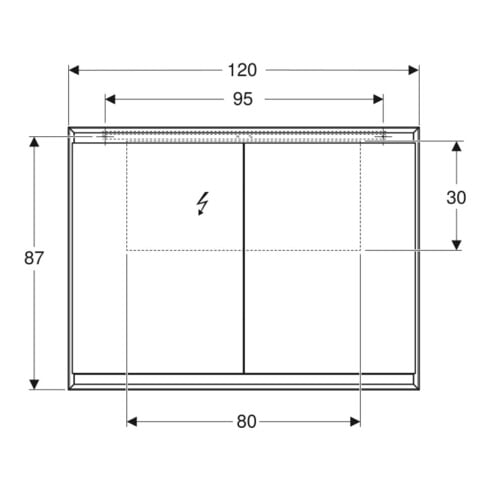 Geberit Spiegelschrank One 120x90x15cm, AL el, m ComfortL, 2 Tür.