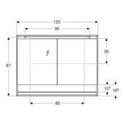 Geberit Spiegelschrank One 120x90x15cm, AL el, m N + ComL, 2 Tür.-4