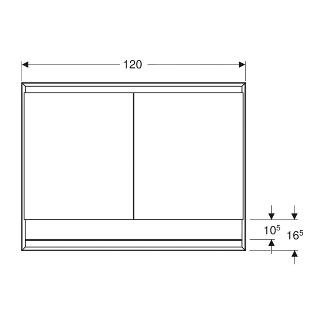 Geberit Spiegelschrank One 120x90x15cm, w/A pb, m N + ComL, 2 Tür.