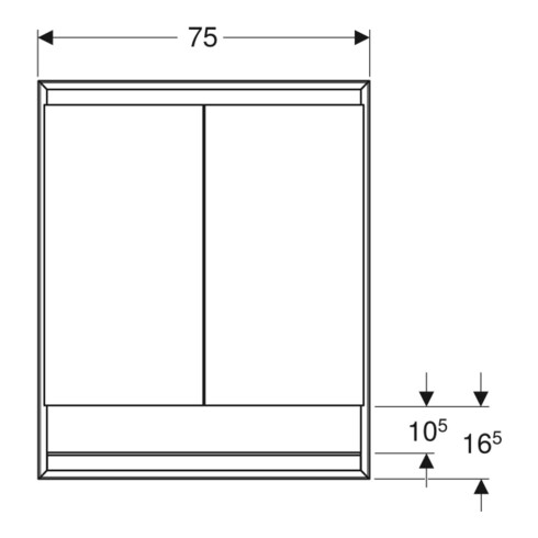 Geberit Spiegelschrank One 75x90x15cm, AL el, m N + ComL, 2 Tür.