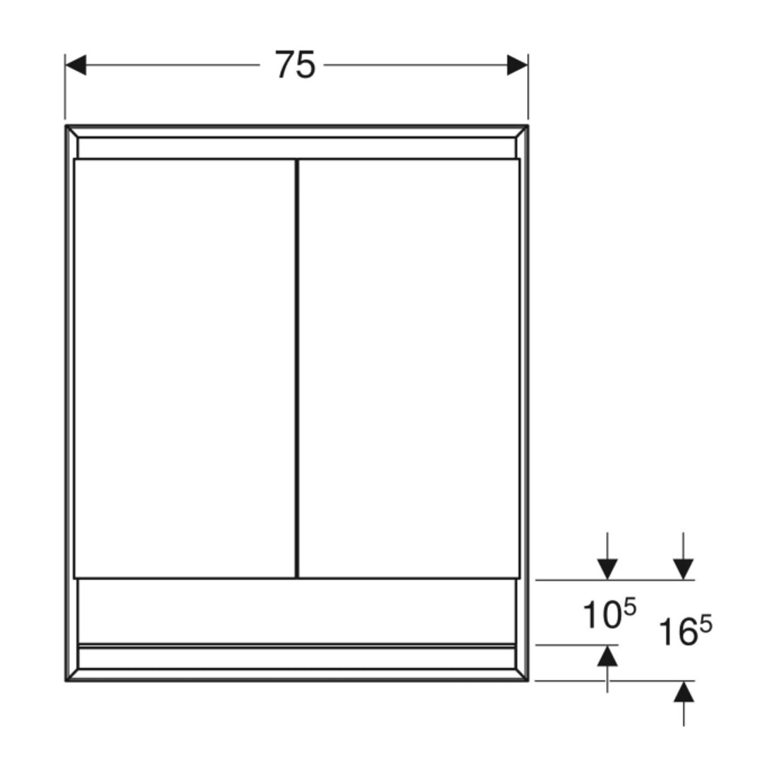 Geberit Spiegelschrank One 75x90x15cm, AL el, m N + ComL, 2 Tür.