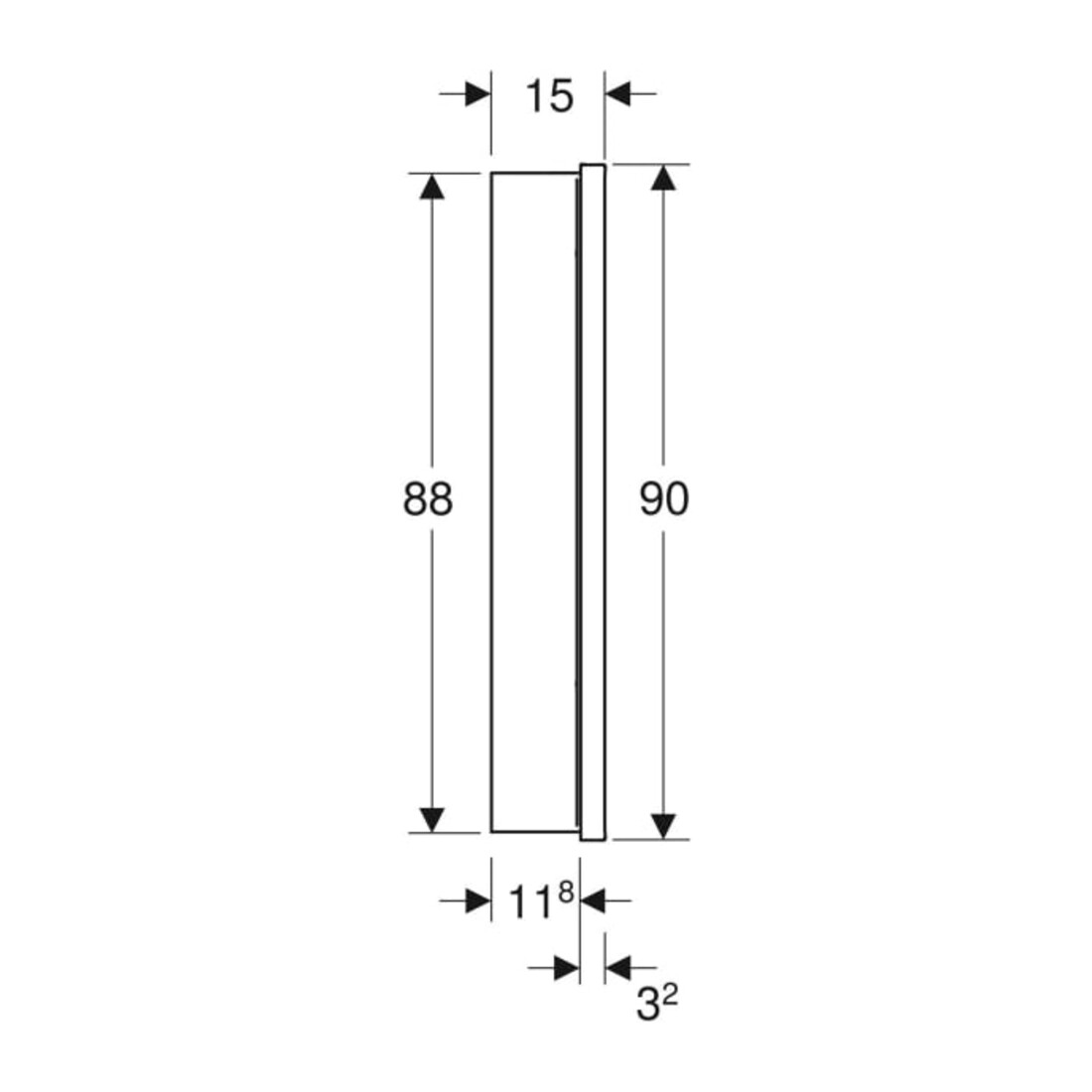 Geberit Spiegelschrank One 75x90x15cm, s m/Al pb, m N + ComL, 2 T