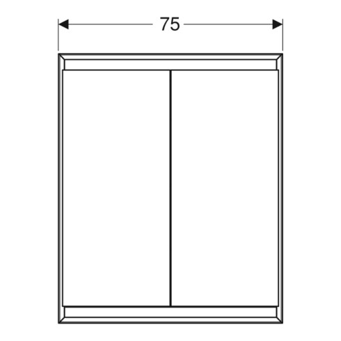 Geberit Spiegelschrank One 75x90x15cm, w/A pb, m ComfortL, 2 Tür.
