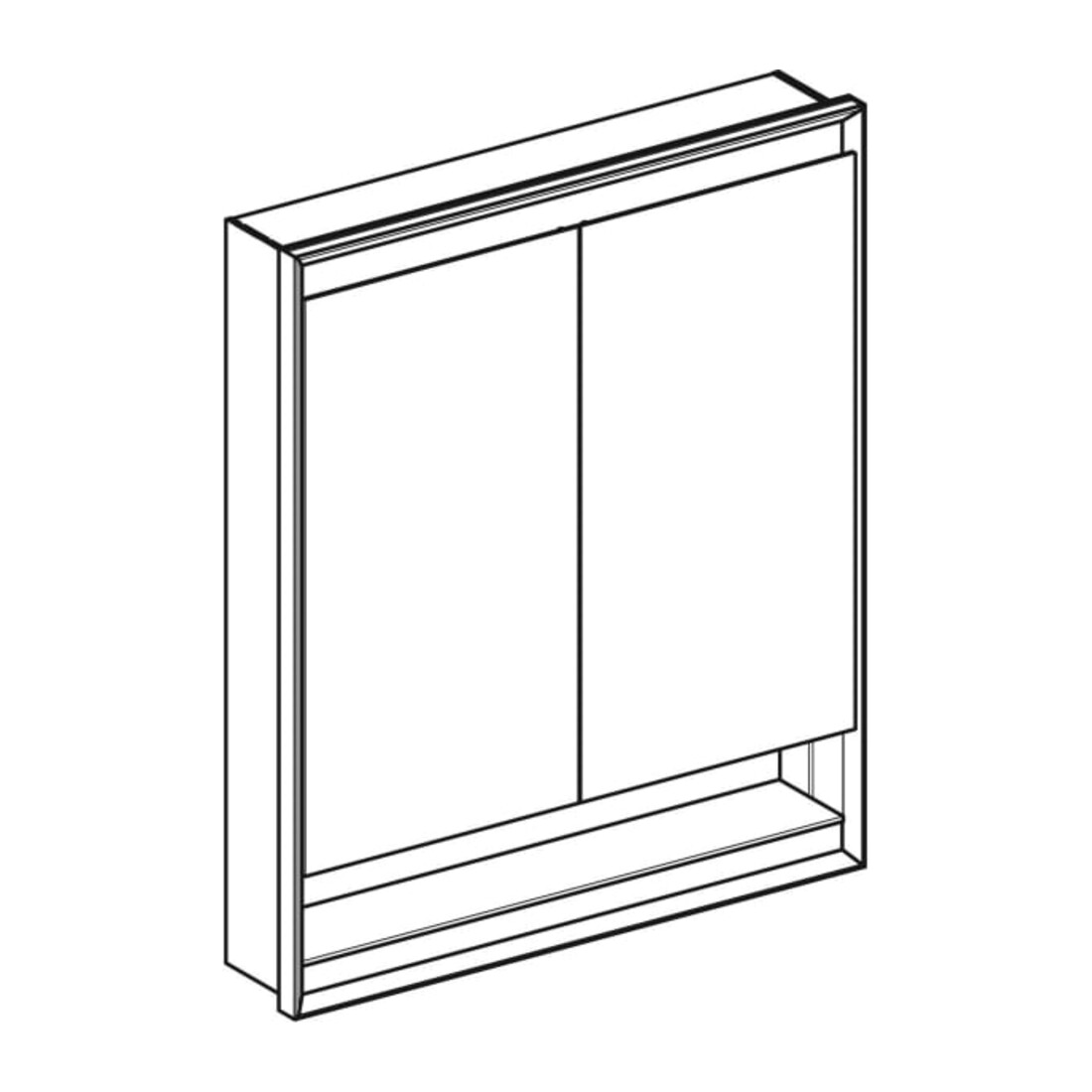 Geberit Spiegelschrank One 75x90x15cm, w/A pb, m N + ComL, 2 Tür.