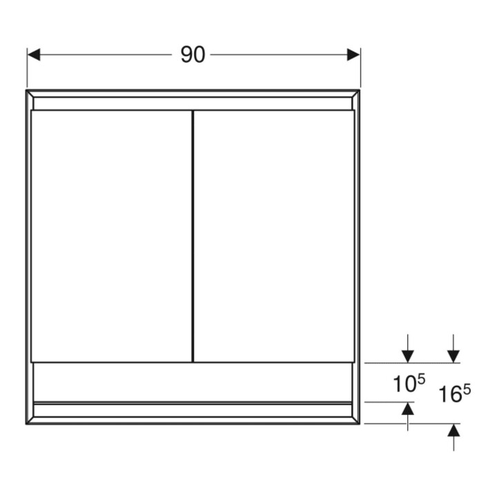 Geberit Spiegelschrank One 90x90x15cm, AL el, m N + ComL, 2 Tür.