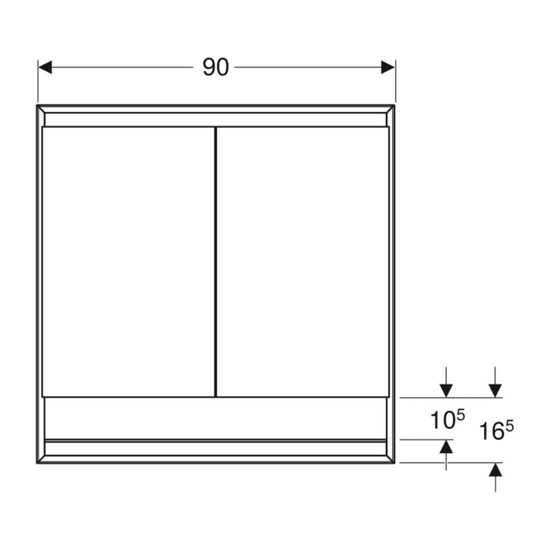 Geberit Spiegelschrank One 90x90x15cm, AL el, m N + ComL, 2 Tür.