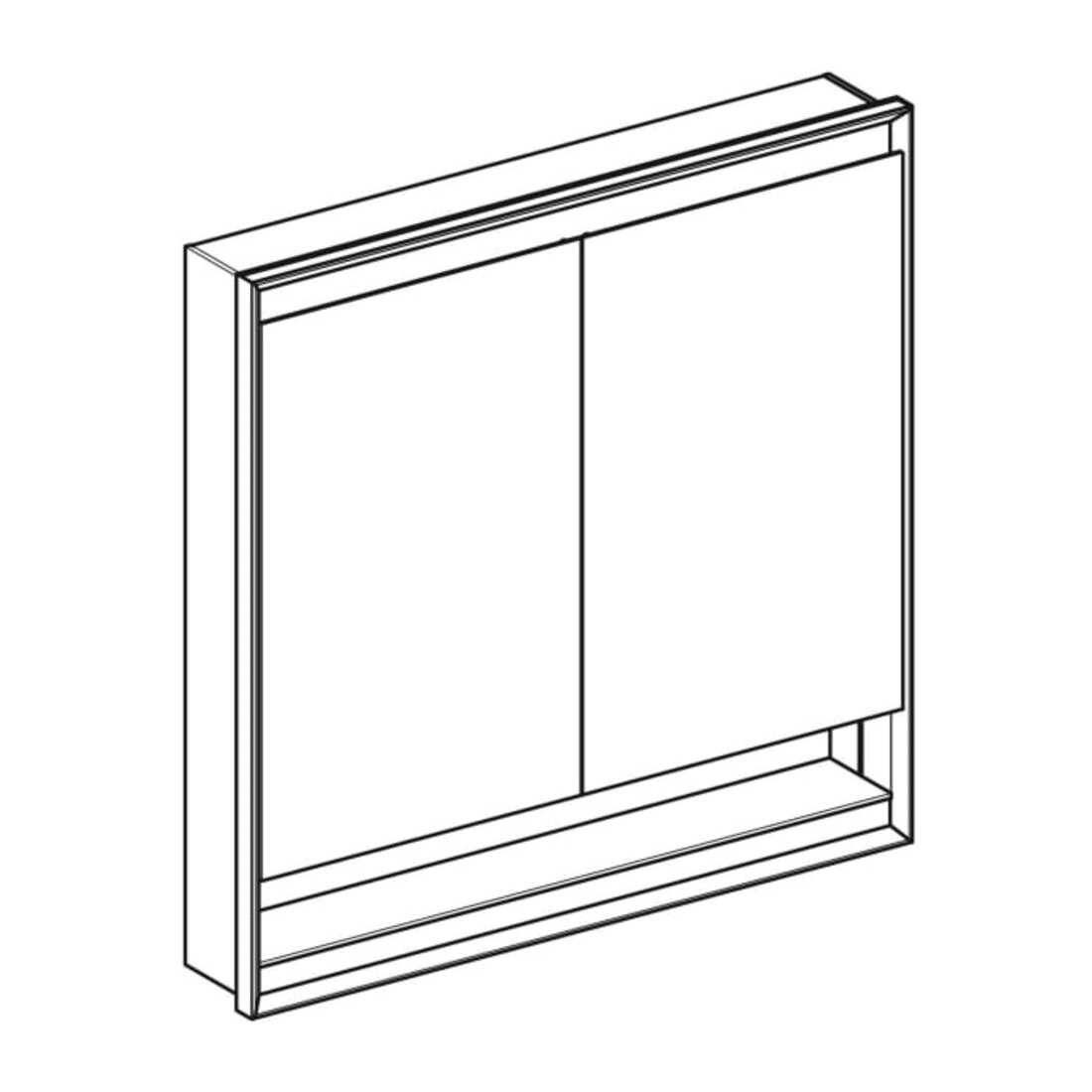 Geberit Spiegelschrank One 90x90x15cm, w/A pb, m N + ComL, 2 Tür.