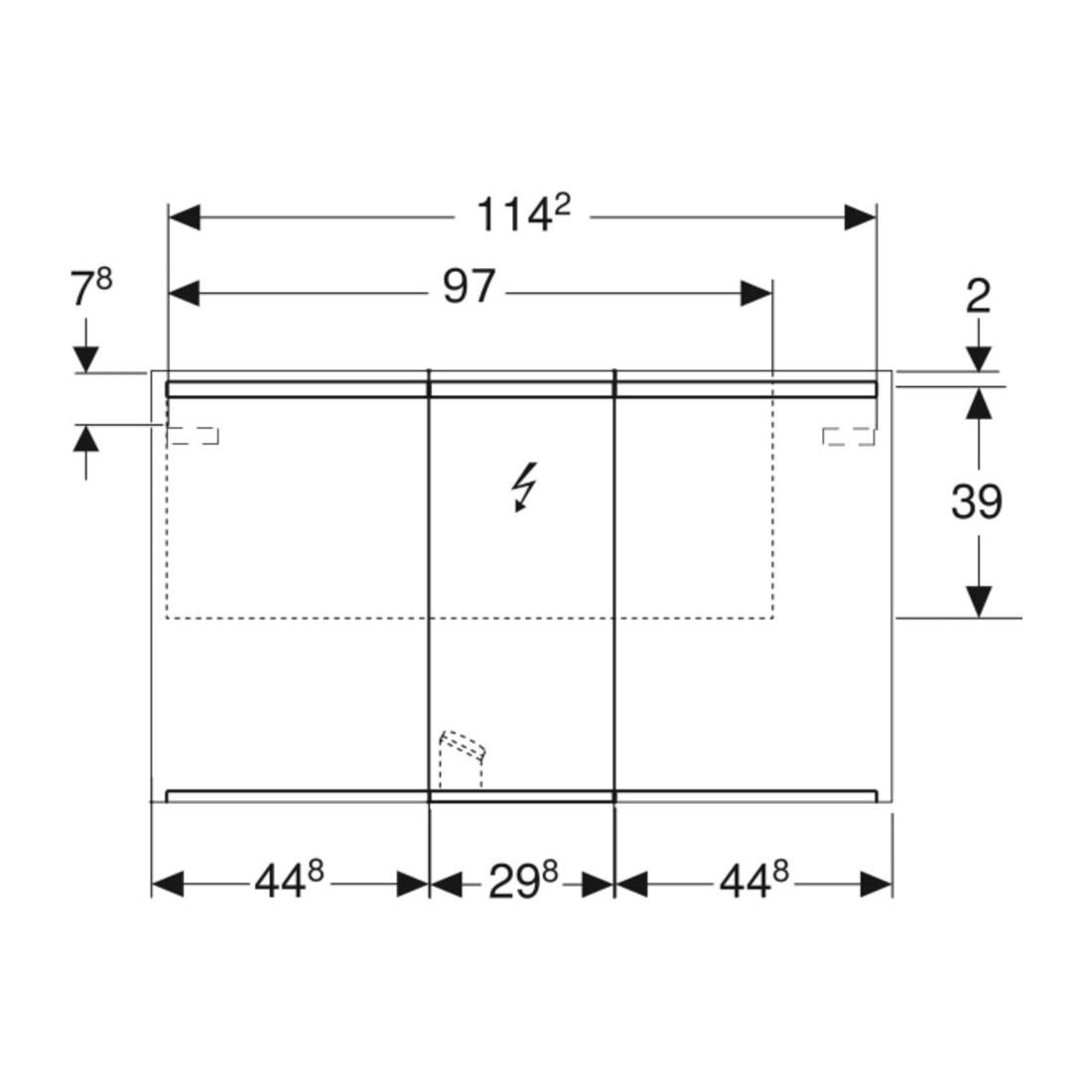 Geberit Spiegelschrank Option 120x70x15cm, mit Beleuchtung, 3 Türen