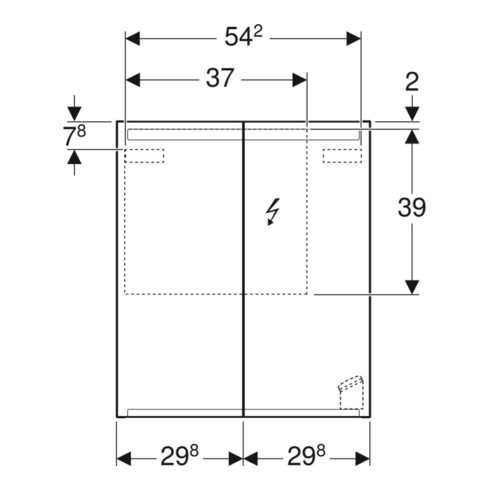 Geberit Spiegelschrank Option 60x70x15mm, mit Beleuchtung, 2 Türen