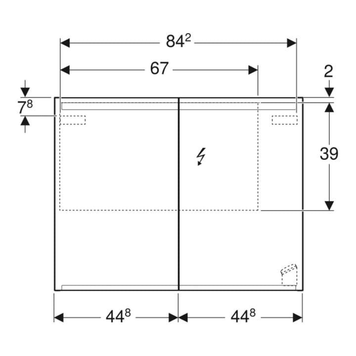 Geberit Spiegelschrank Option 90x70x15mm, mit Beleuchtung, 2 Türen