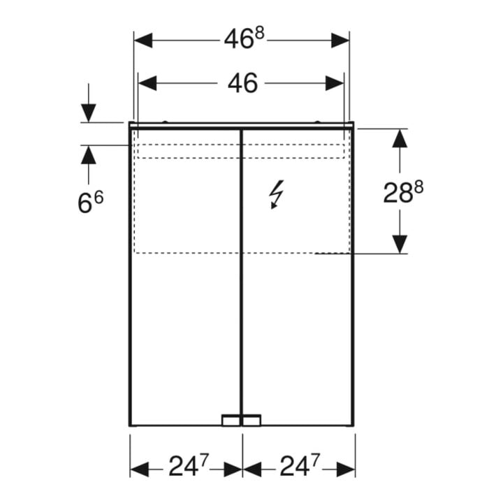 Geberit Spiegelschrank Option Basic 50x67,5x14cm, m Bel ob, 2 Tür., we.