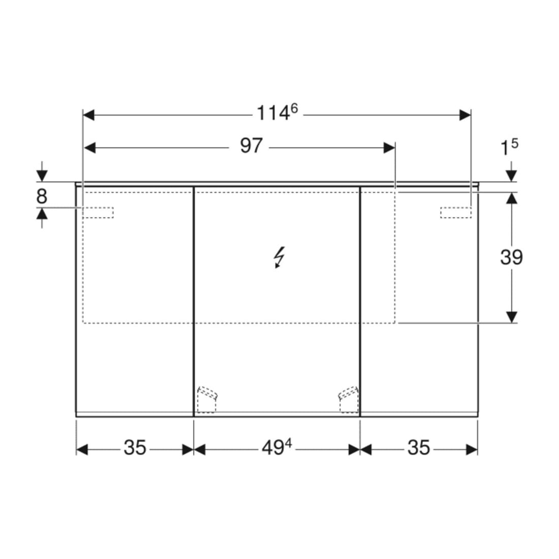 Geberit Spiegelschrank Option Plus 120x70x17,2cm, mit Beleuchtung, 3 Türen