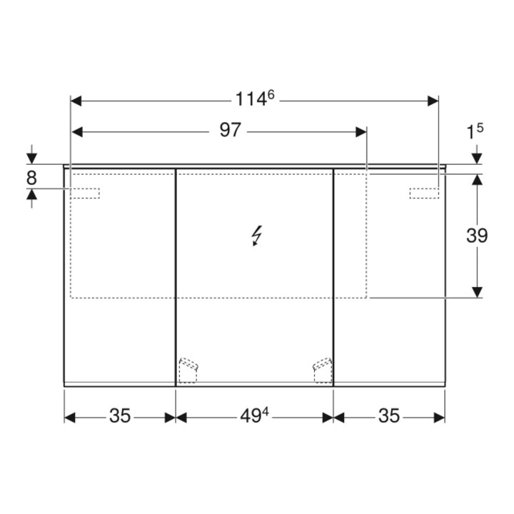Geberit Spiegelschrank Option Plus 120x70x17,2cm, mit Beleuchtung, 3 Türen