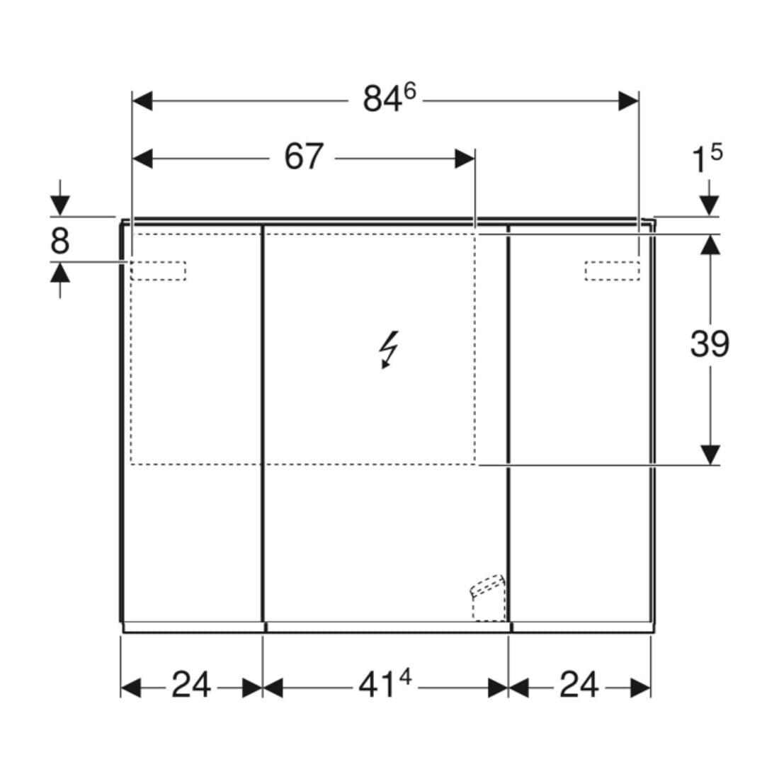 Geberit Spiegelschrank Option Plus 90x70x17,2cm, mit Beleuchtung, 3 Türen