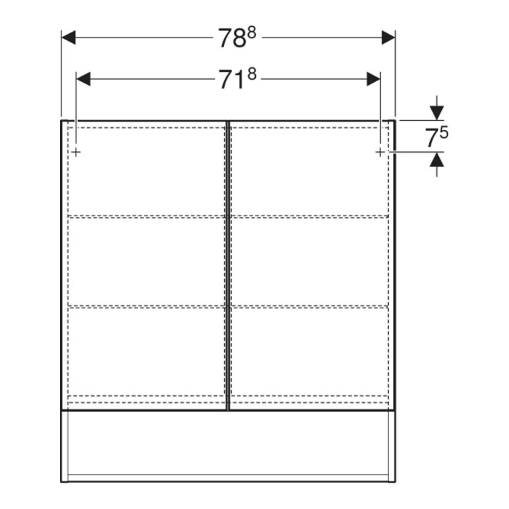 Geberit Spiegelschrank Renova Plan 78,8cm, we., lack. hochgl., mit 2 Türen