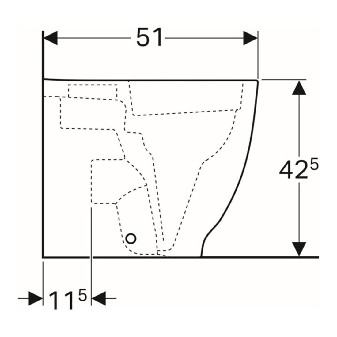 Geberit Stand-WC, Tiefspüler Acanto 4,5 l, erh, wandb, ges, rimf, we. K-Tect