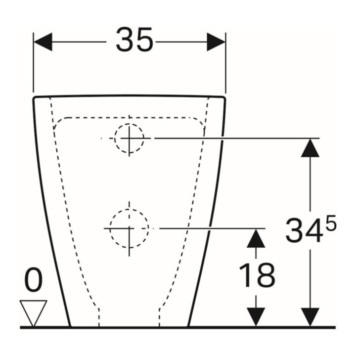 Geberit Stand-WC, Tiefspüler Acanto 4,5 l, erh, wandb, ges, rimf, we. K-Tect