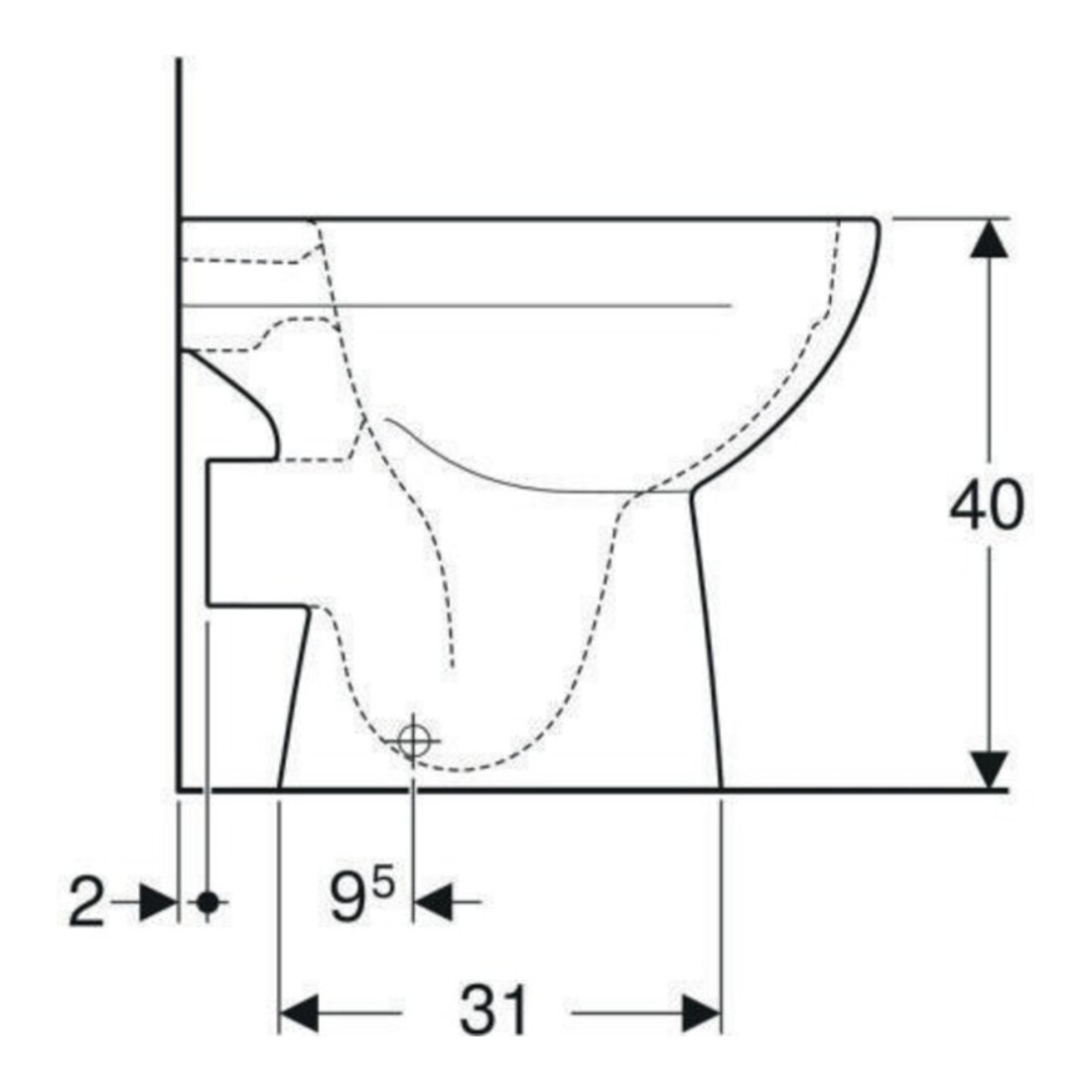 Geberit Stand-WC, Tiefspüler Renova Ab. hor, teilgeschl. F., rimfr., manhatt
