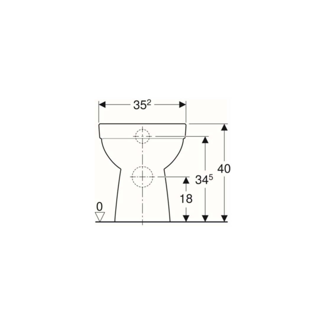 Geberit Stand-WC, Tiefspüler Renova Abg. hor, teilgeschl. F., rimfree, weiß