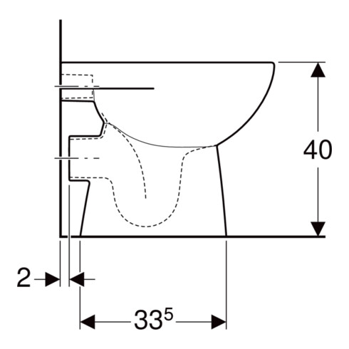 Geberit Stand-WC, Tiefspüler Renova w K-T., f UP-/ APS, Ab. hor, teilgeschl.