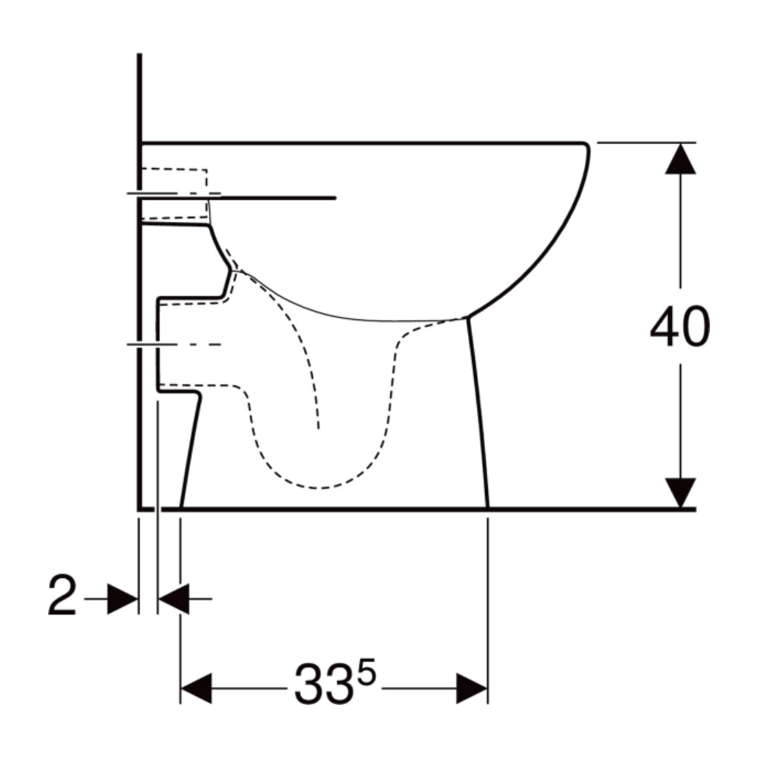 Geberit Stand-WC, Tiefspüler Renova w K-T., f UP-/ APS, Ab. hor, teilgeschl.