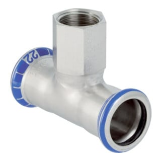 Geberit T-Élément Mapress d 15 mm x Rp 1/2, sans plomb, m IG, acier inoxydable