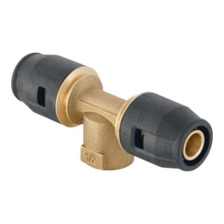 Geberit T-soupleur PushFit d= 20x20mmxRp 1/2, avec filetage intérieur, laiton