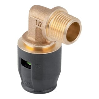Geberit Übergangsbogen PushFit d 20mmxR 1/2, 90Gr, m AG, Rotguss