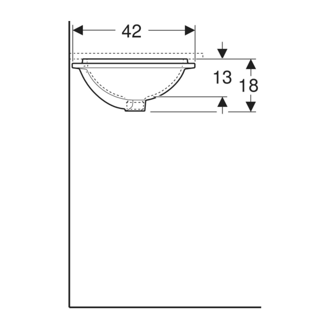 Geberit Unterbau-Waschtisch VariForm 49,5x42cm, o HL, o. ÜL, ov., we. K-Tect