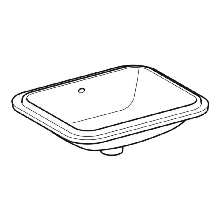 Geberit Unterbau-Waschtisch VariForm 53x44cm, o HL, m Ü, re, US glas. / we.