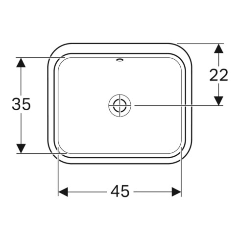 Geberit Unterbau-Waschtisch VariForm 53x44cm, o HL, m Ü, re, US glas. / we.