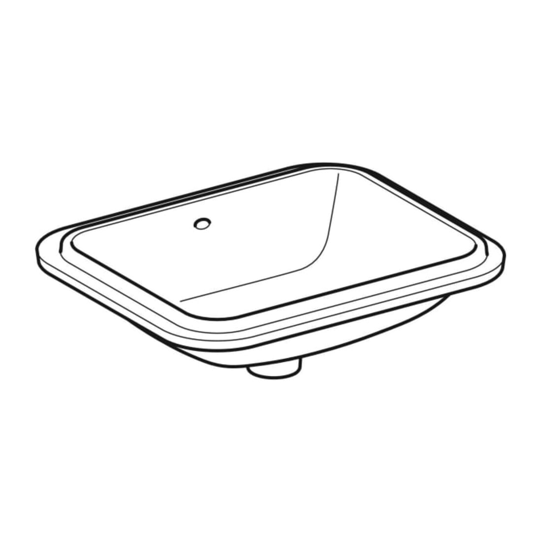 Geberit Unterbau-Waschtisch VariForm 53x44cm, o HL, m ÜL, recht., we. K-Tect