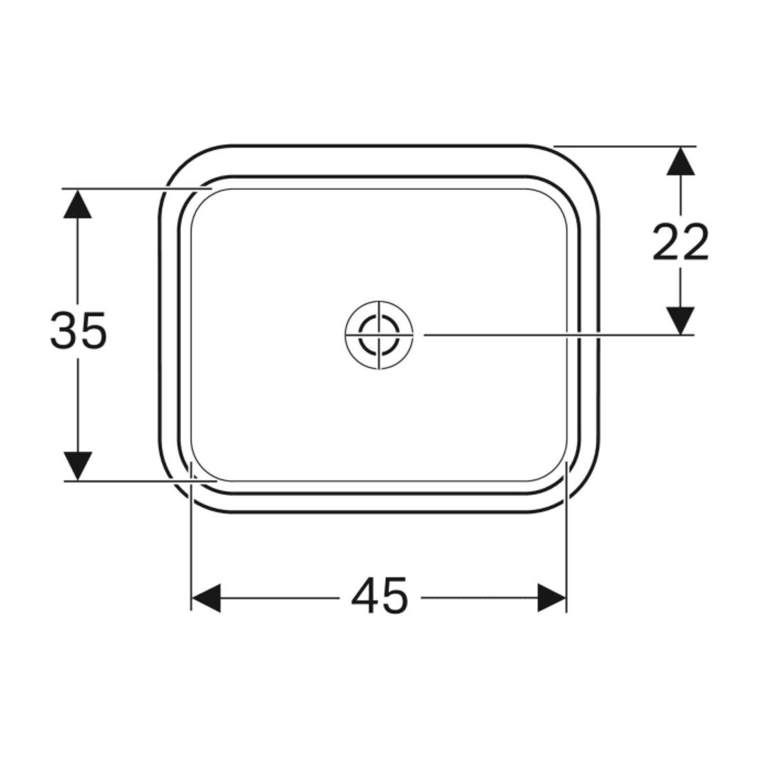 Geberit Unterbau-Waschtisch VariForm 53x44cm, o HL, o. ÜL, recht., we. K-Tect