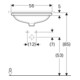 Geberit Unterbau-Waschtisch VariForm 56x46cm, o HL, o. ÜL, ov., we. K-Tect