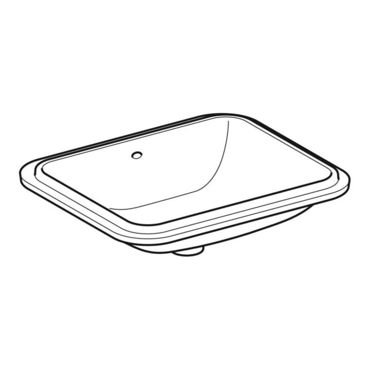 Geberit Unterbau-Waschtisch VariForm 58x49cm, o HL, m Ü, re, Unters. glas./we