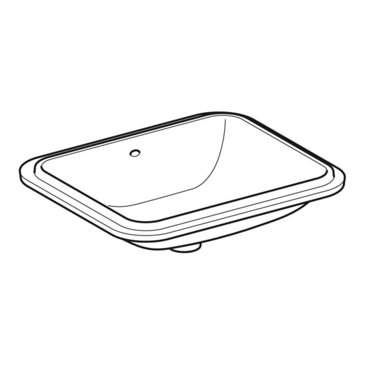 Geberit Unterbau-Waschtisch VariForm 58x49cm, o HL, m ÜL, recht., we. K-Tect