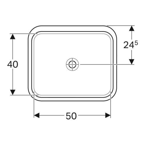 Geberit Unterbau-Waschtisch VariForm 58x49cm, o HL, o Ü, re, US glas. / we.