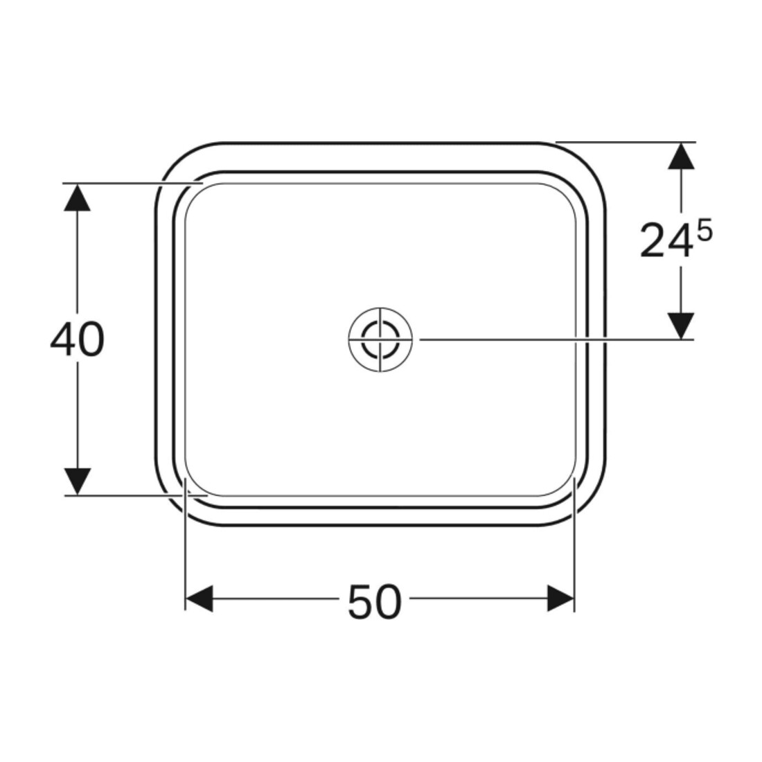 Geberit Unterbau-Waschtisch VariForm 58x49cm, o HL, o. ÜL, recht., we. K-Tect