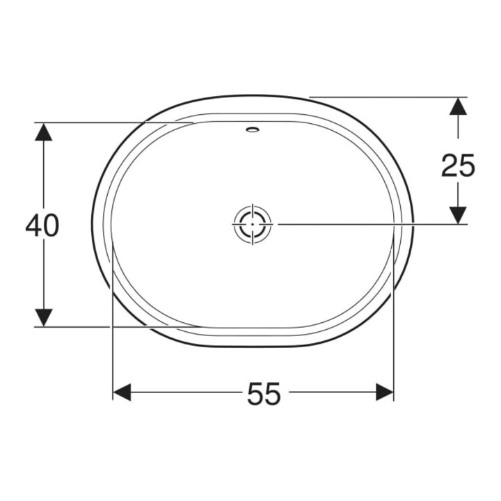 Geberit Unterbau-Waschtisch VariForm 62,5x49cm, o HL, m Ü, ellip., US gl / w