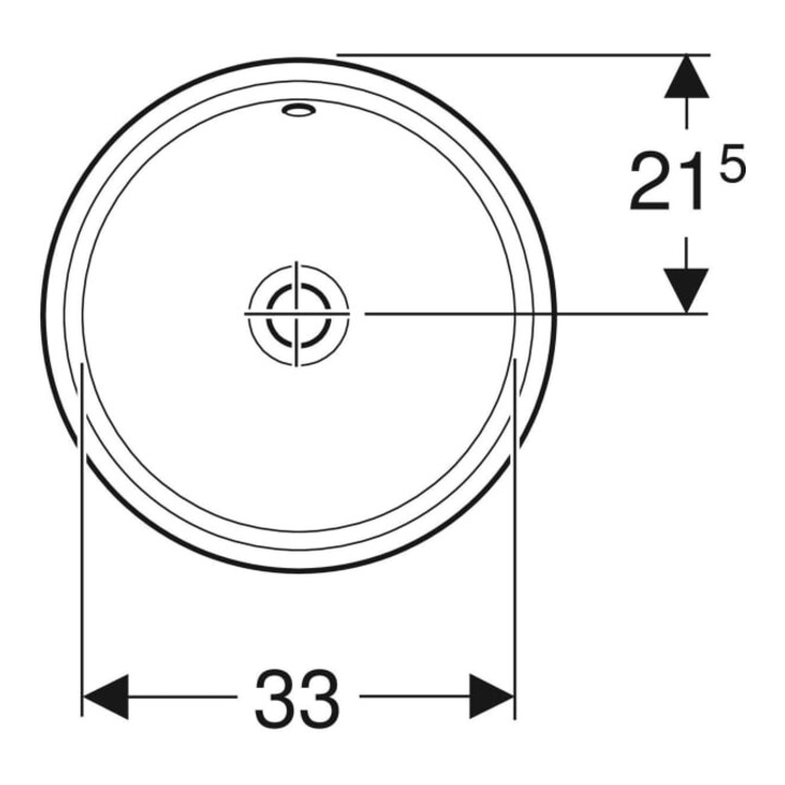 Geberit Unterbau-Waschtisch VariForm d 39cm, o. Hahnl., m ÜL, rd, we. K-Tect